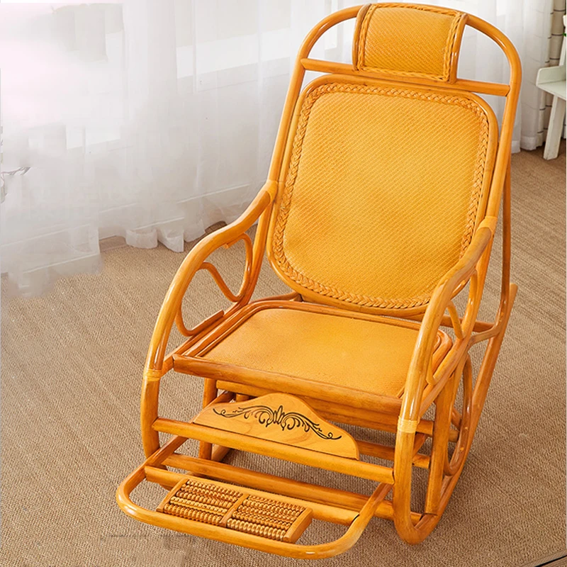 

Balcony Luxury Rattan Recliner Chair Single Lazy Waterproof Relaxing Footrest Modern Recliner Chair Floor Arredamento Furniture