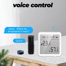 

1 piece of white smart WiFi wireless linkage temperature and humidity sensor for smart home with time and date display