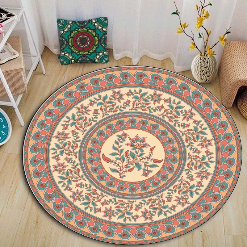 

Round Carpet Ethnic Mandala Living Room Carpet Floor Mat Chair Sofa Children Living Room Decorative Carpet Mode Round Rug