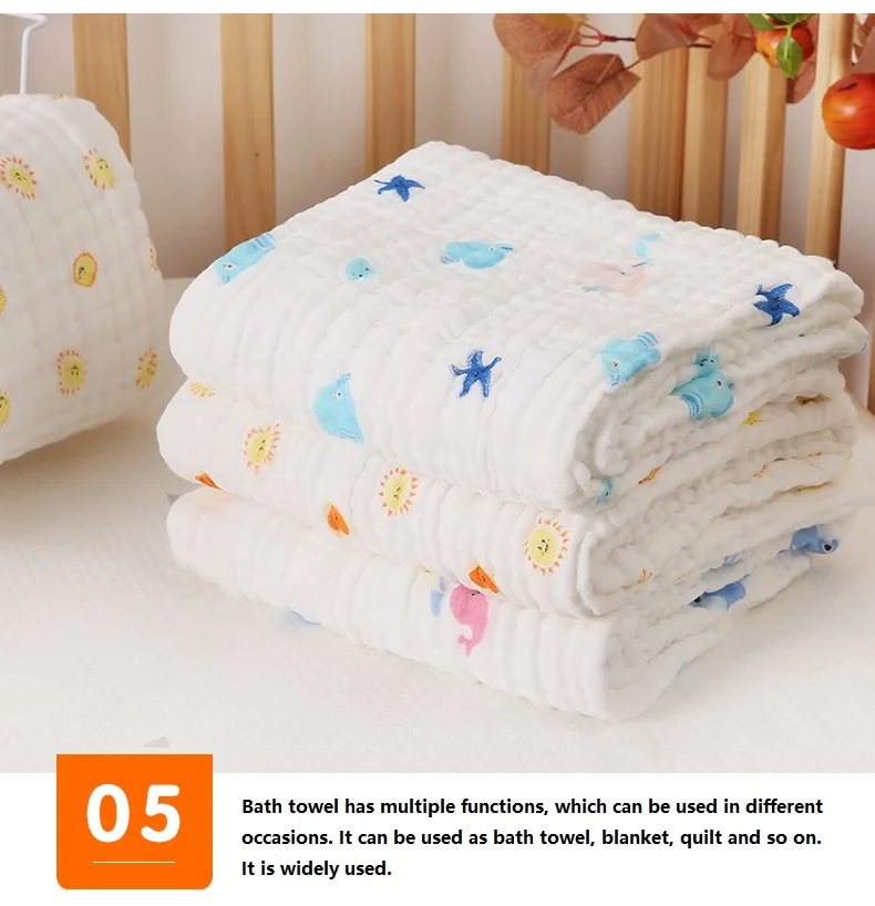 2PCS Baby Bath Towel Newborn Bathrobe Cotton Gauze 6 Layers Washcloth Blankets Child Robe Kids Facecloth Muslin bathroom towels