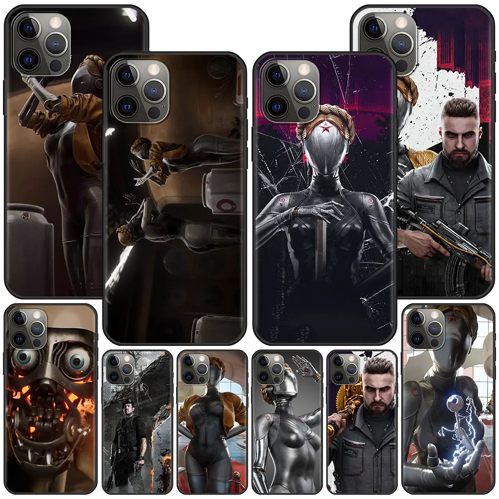 Custodia Per Apple Iphone 11 13 15 12 Mini 14 Pro Max Xr 7 8 Plus Xs X Cover Per Telefono In Silicone Nero Atomic Heart Game