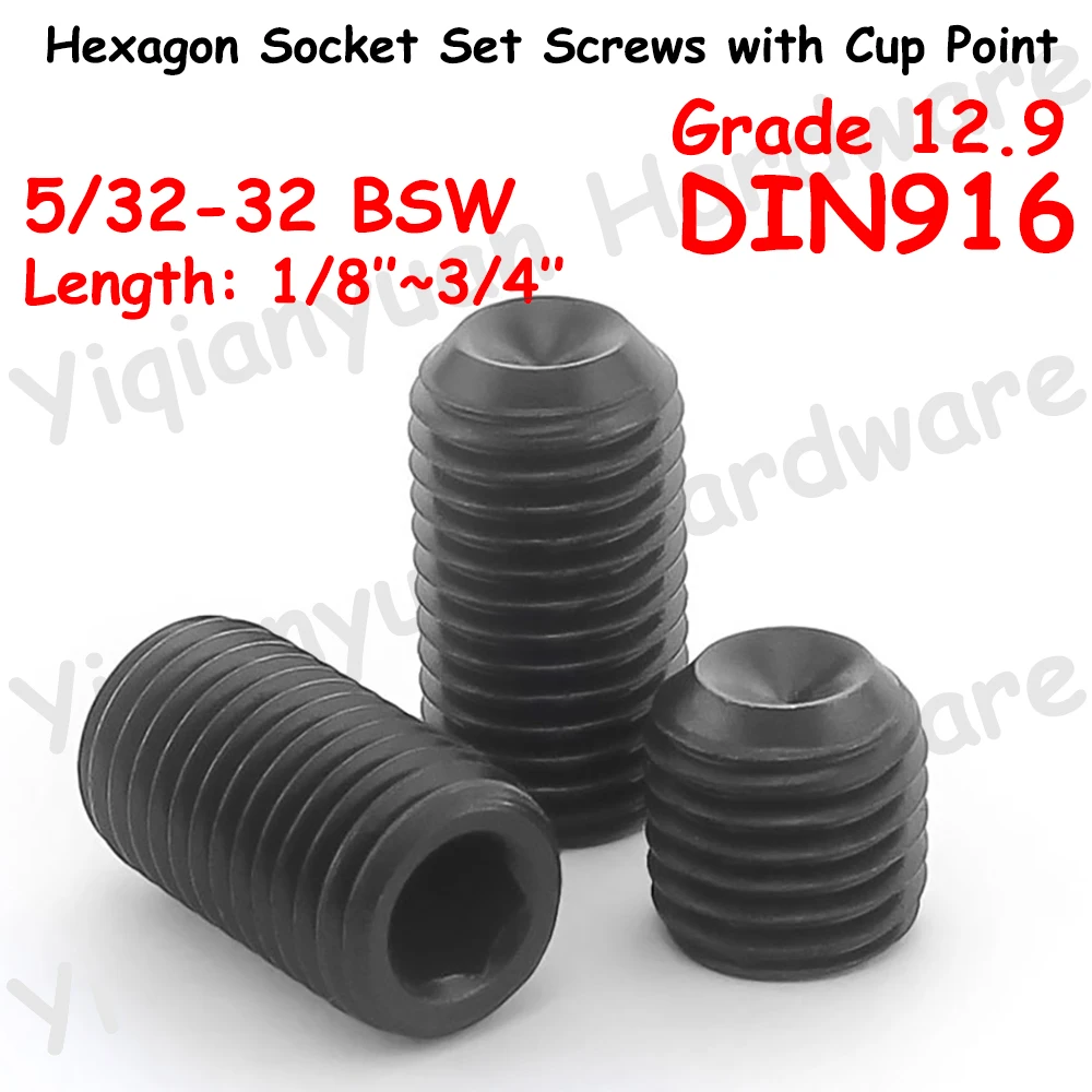 

Yiqianyuan 5/32-32 BSW резьба DIN916 класс 12,9 легированная сталь Шестигранная розетка установочные винты с крышкой безголовые шестигранные болты