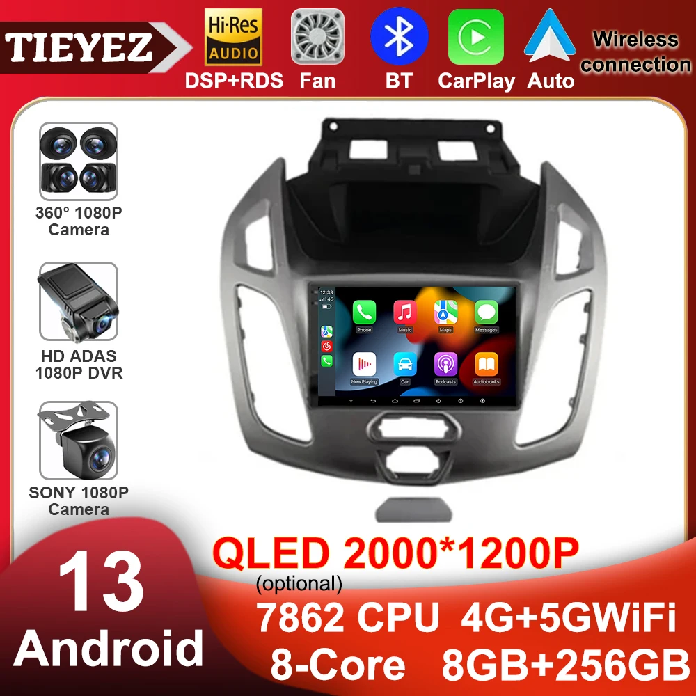 

Android 13 Auto Carplay Car Radio For FORD Transit Connect Tourneo Connect 2014-2019 GPS Navigation Multimedia DSP Player DSP
