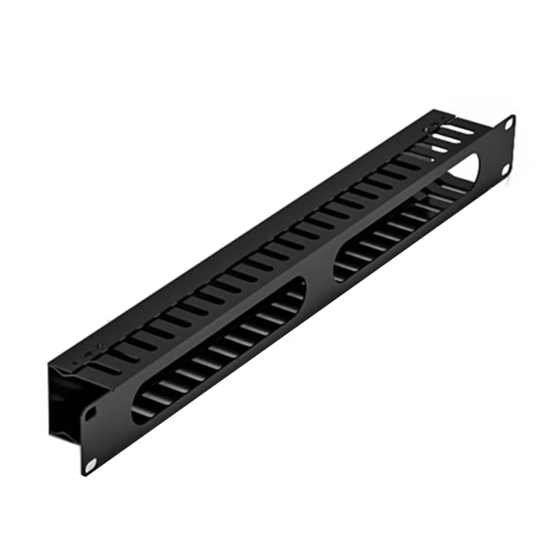 19in Rack Mount Patch Panel with 24 Port CAT6 Pass-through Keystone Jacks for Network Cable Management DropShipping