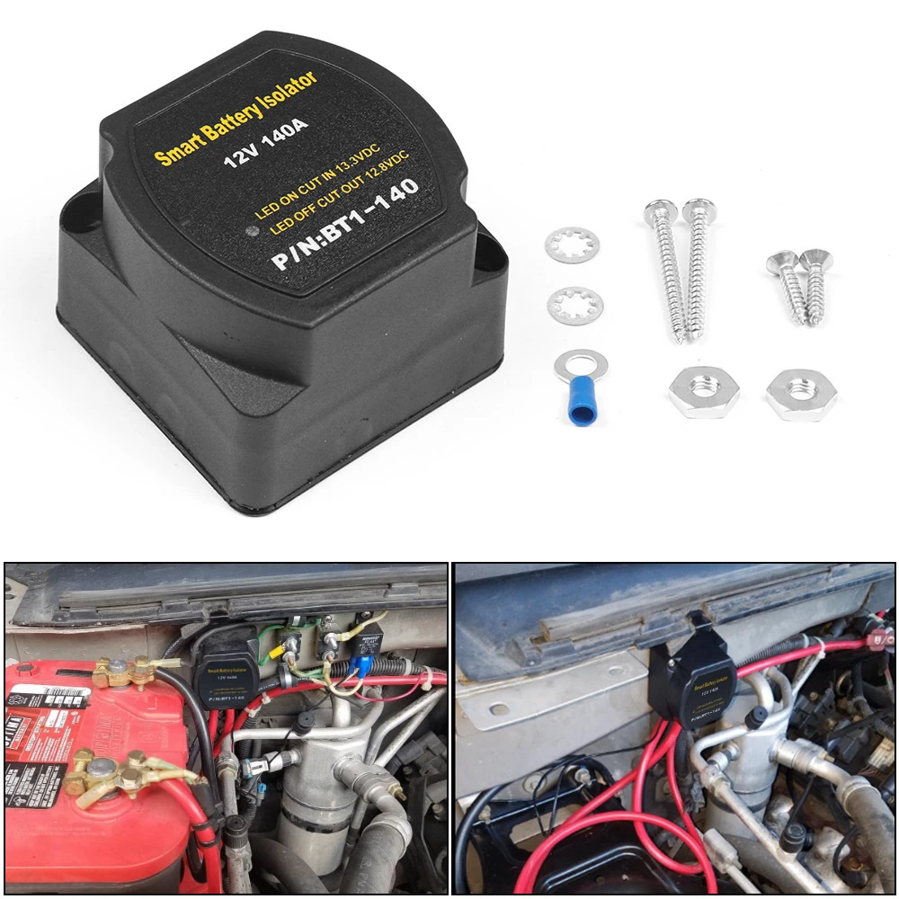 

12V 140 Amp Dual Battery Smart Isolator VSR Voltage Sensitive Relay Specially Designed for Car ATV UTV Boats RV's Campers ETC