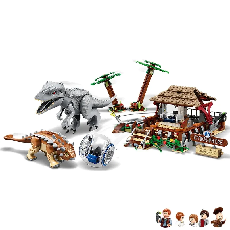 537PCS Dinosaur World Indoinous Rex vs. Ankylosaurus MOC 75941 Decorative Children's Gift dinosaur decorative gift