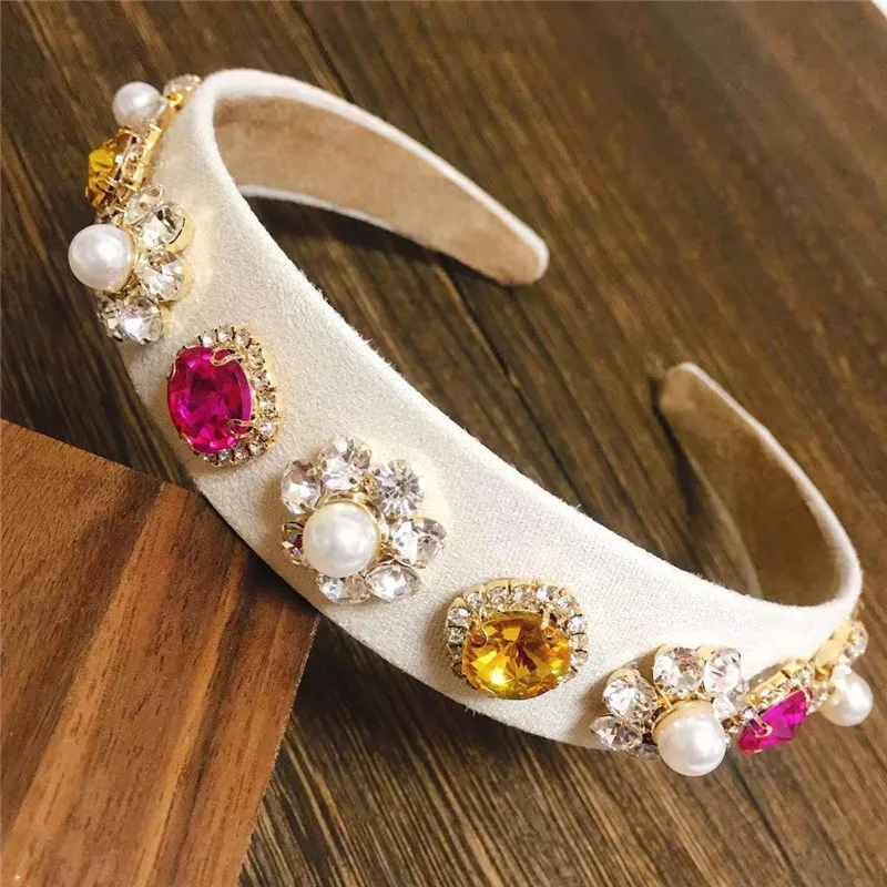 Ins Baroque Rhinestone Headband For Women Colorful Pearl Crystal Rhinestone Hairband Hair Accessories For Party Face Wash mini m2 command wing console stage lights controller dmx512 dj lighting for dj party disco moving head beam wash spot