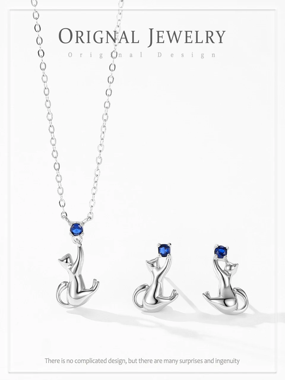 925 Sterling Silver Creative Cat Pendant Necklace Earrings For Women - PeticaDeals