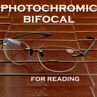 NOMANOV Space Style Rimless Photochromic Sunglasses Bifocal Reading Glasses +1 +1.5 +2 +2.5 +3 +3.5 +4 1