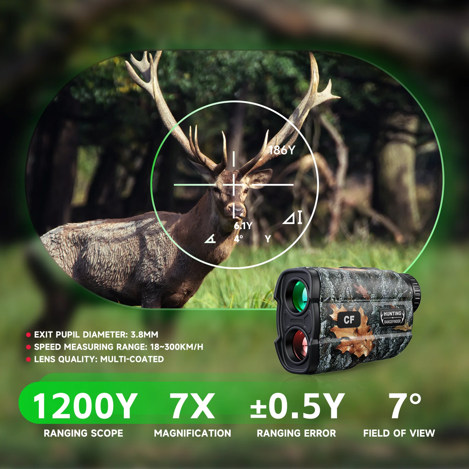 Hawkray Hunting Golf Rangefinder 1200 yards