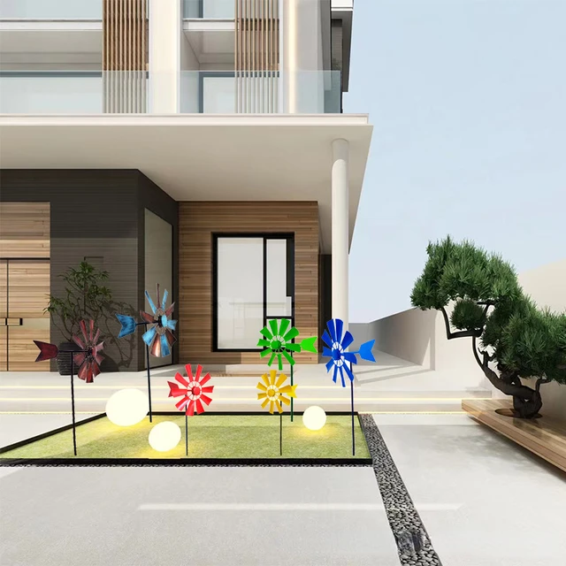 Szél Fonó Dekoratív Gyep Dísz Malom Szélszobor Fém Szélmalom A Udvarához Kültéri Terasz Dekoráció Kert - Image 4