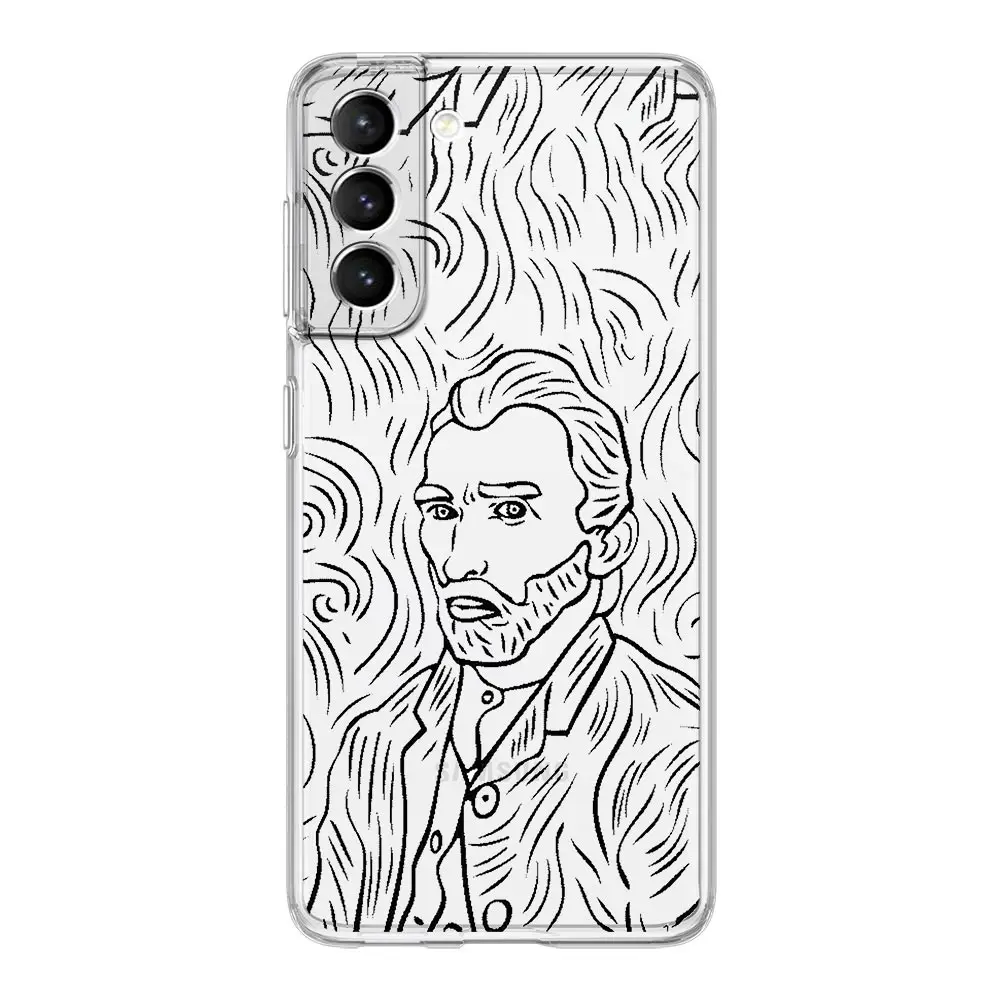 Aesthetic Art Soft Clear Phone Case with David and Mona Lisa Design