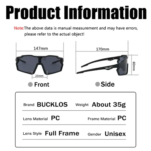 BUCKLOS Outdoor Sports Cycling Sunglasses UV400 Ultralight Road Mountain Bike Goggles Unisex Sunglasses Outdoor Cycling Eyewear - Image 5
