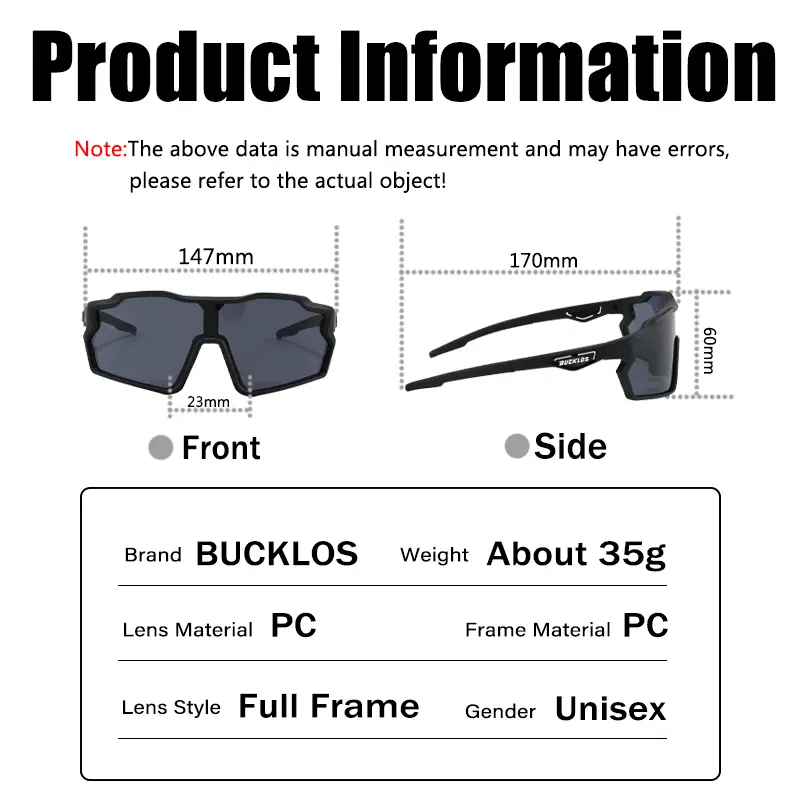 BUCKLOS Outdoor Sports Cycling Sunglasses UV400 Ultralight Road Mountain Bike Goggles Unisex Sunglasses Outdoor Cycling Eyewear - Image 5