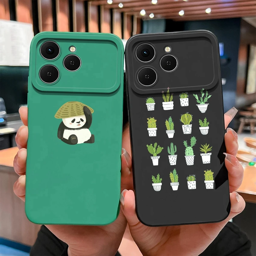 Lovely Panda Liquid Silicone Anti-Slip Phone Case with Camera Protection