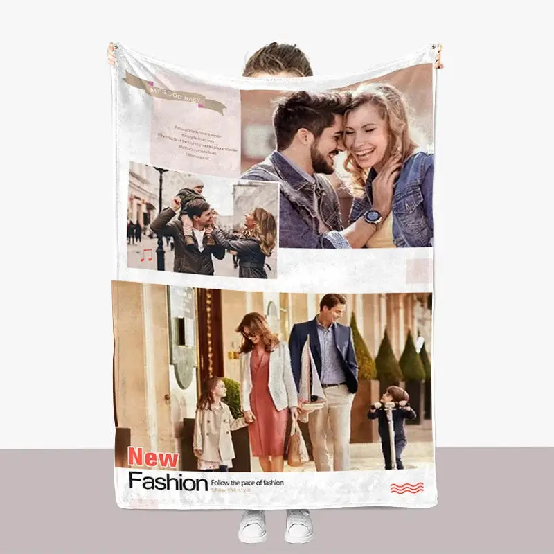 Description Picture 5 of itemI Love You Custom Blanket with Photo Collage Text Personalized Picture Throw Blanket for Christmas Valentine's Day Birthday Gift