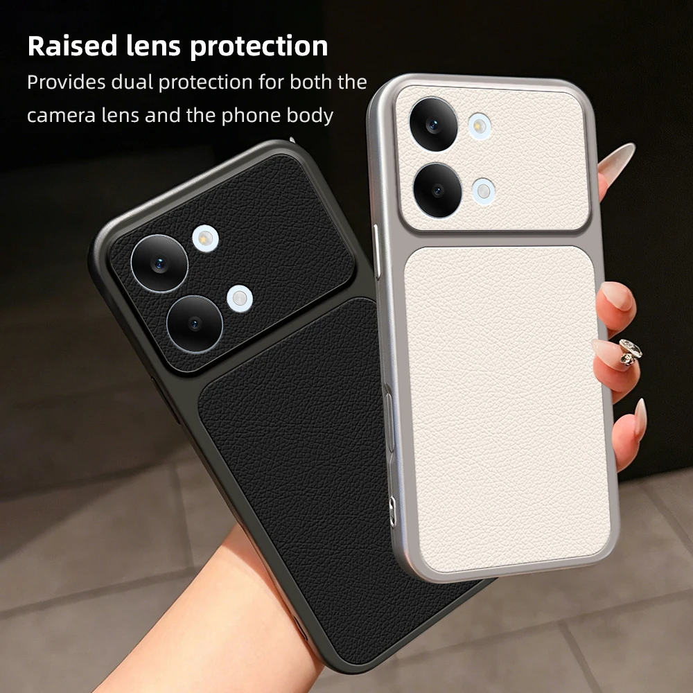 Luxury Leather Matte Back Cover with Lens Protection