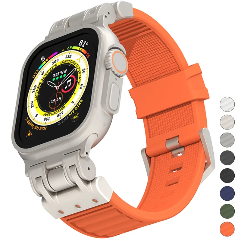 

Мягкий силиконовый ремешок для Apple Watch Ultra 2 49 мм 45 мм 44 42 мм, спортивный силиконовый ремешок для IWatch серии 9 8 7 6 5 4, резиновый браслет
