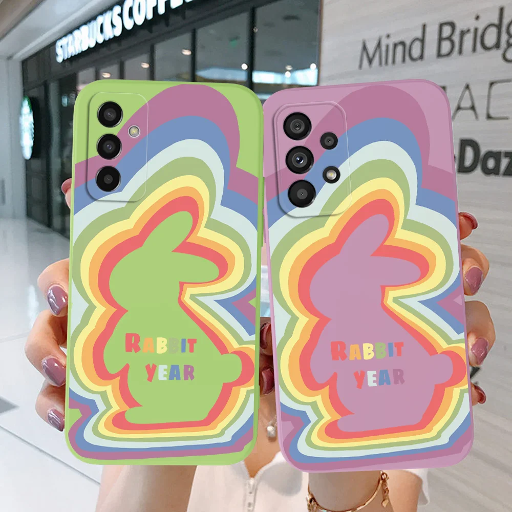 Custodia Per Samsung Galaxy J2 Core J2 J4 J6 J8 2018 Plus + Cover Per Telefono Soft Silicon Rainbow Rabbite