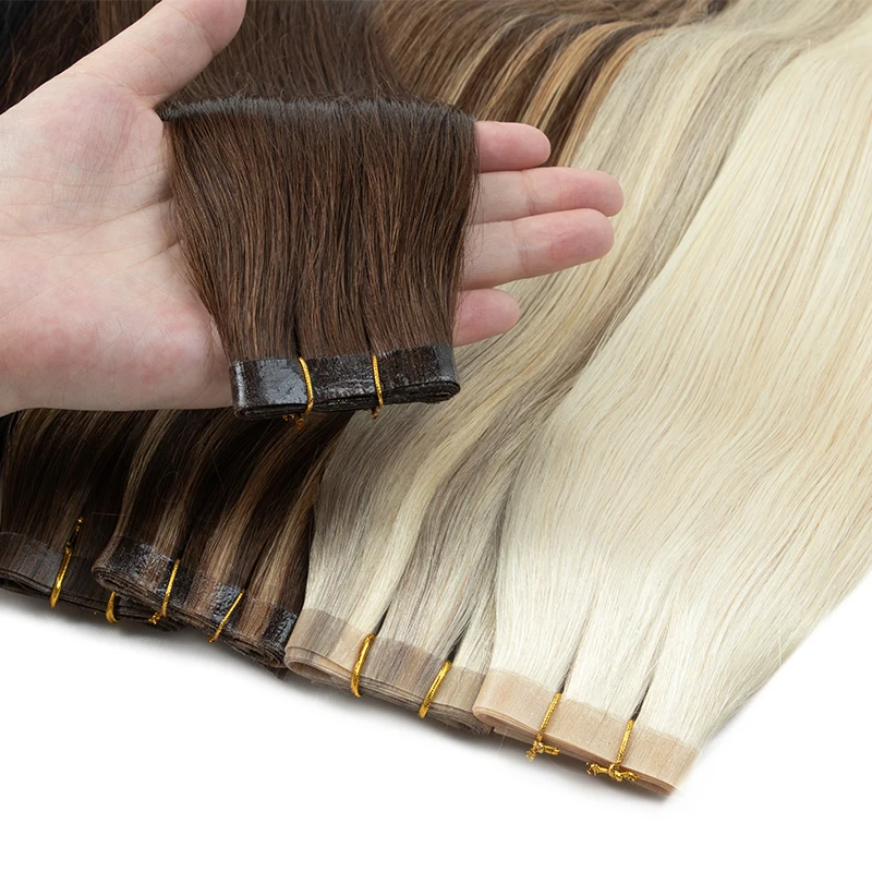 Human Hair Extensions Seamless Natural Tape Weft Long PU Skin Weft Tape 80cm Long Bundles