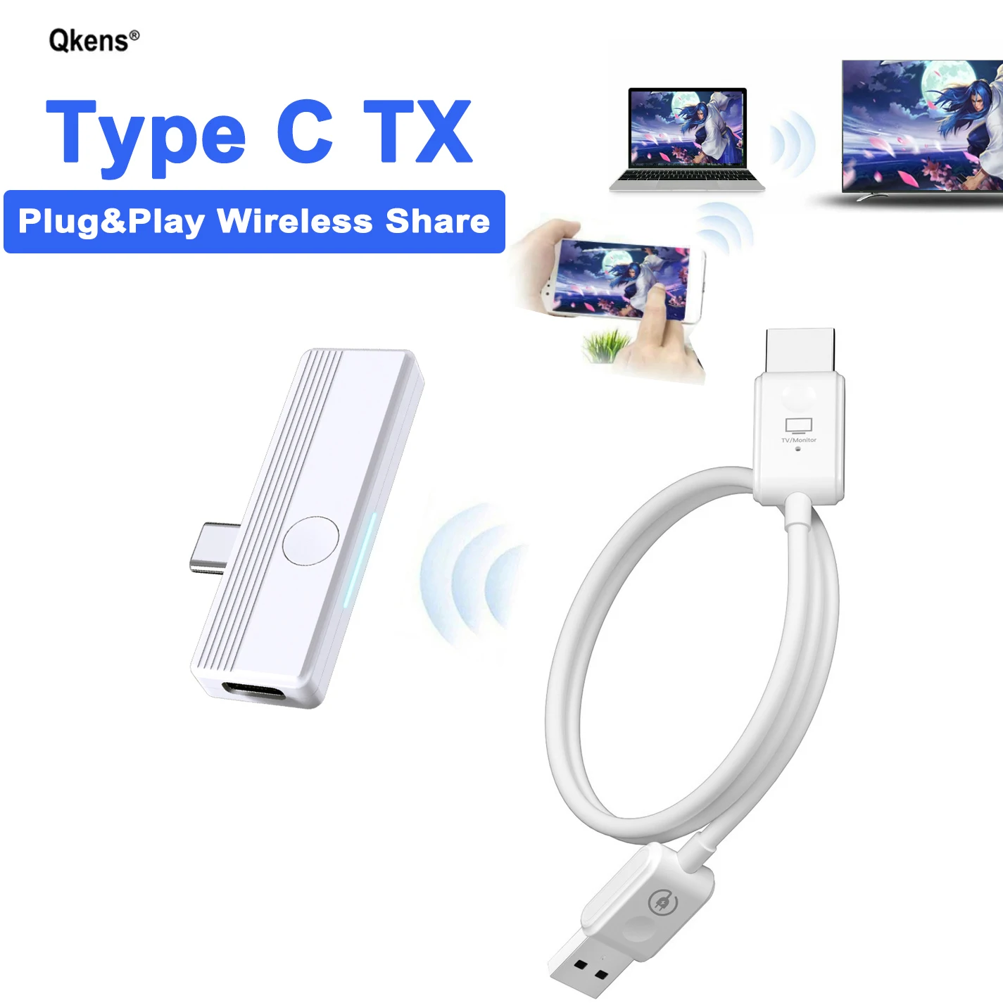 Tipo C Wireless Hdmi Audio Video Display Adapter Extender Cable Trasmettitore E Ricevitore Per Macbook Smart Phone To Tv Projector