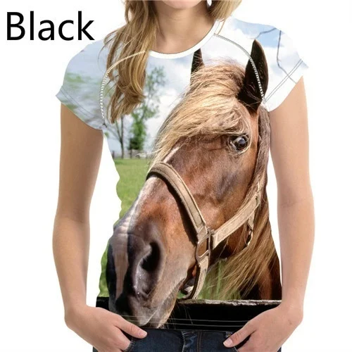 

Women T Shirt Cool Horse T-Shirts Summer Woman Tops Breathable Female Shirts For Girls Short Sleeved Tees