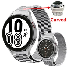 

No Gaps Magnetic Loop Strap for Samsung Galaxy Watch 4 Classic 46mm 42mm/Watch 4 44mm 40mm Wrist Band Curved End Metal Bracelet