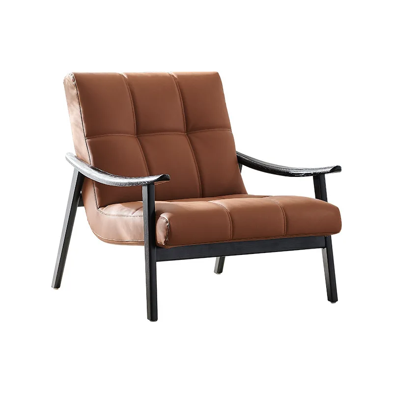 

Italian minimalist designer single chair Finn ash living room balcony to discuss leather single person sofa leisure chair