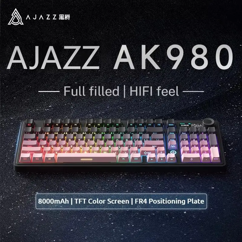 Hot Aula F108 Pro Gaming Mechanical Keyboard Tri Mode Custom Multi-Knob Screen Rgb Esports Wireless Keyboard With Smart Display