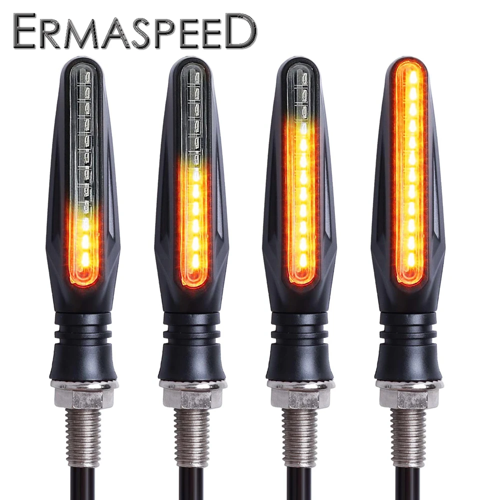 2/4Pcs Flowing Motorcycle LED Turn Signal Light Motorbike Indicators