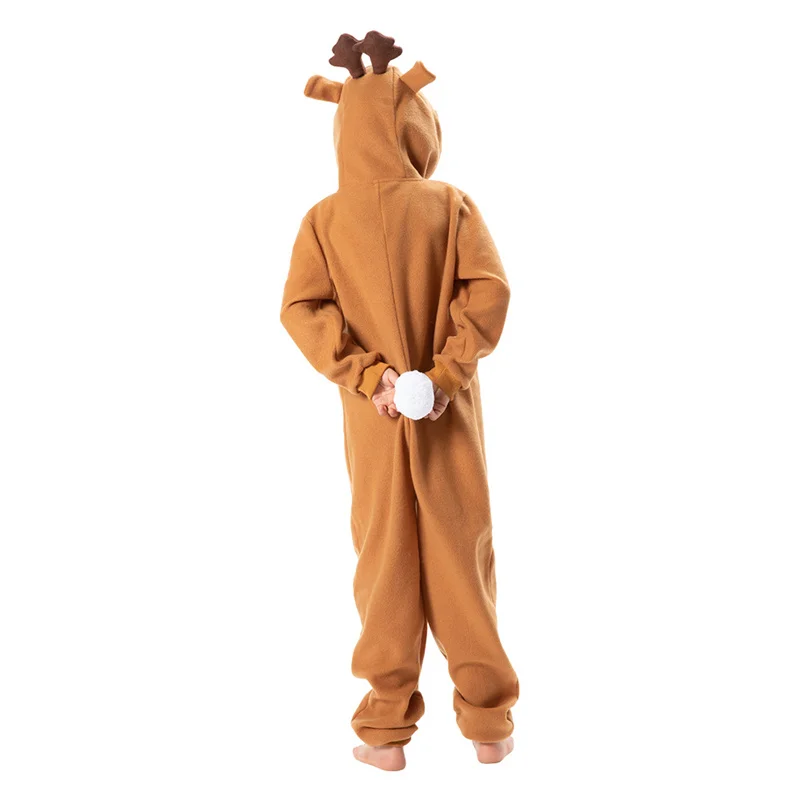 Christmas Elk Pajamas Kigurumi Children Animal Onesies Boys and Girls Sleepwear Pijamas Anime Cartoon Cosplay Hooded Nightgown