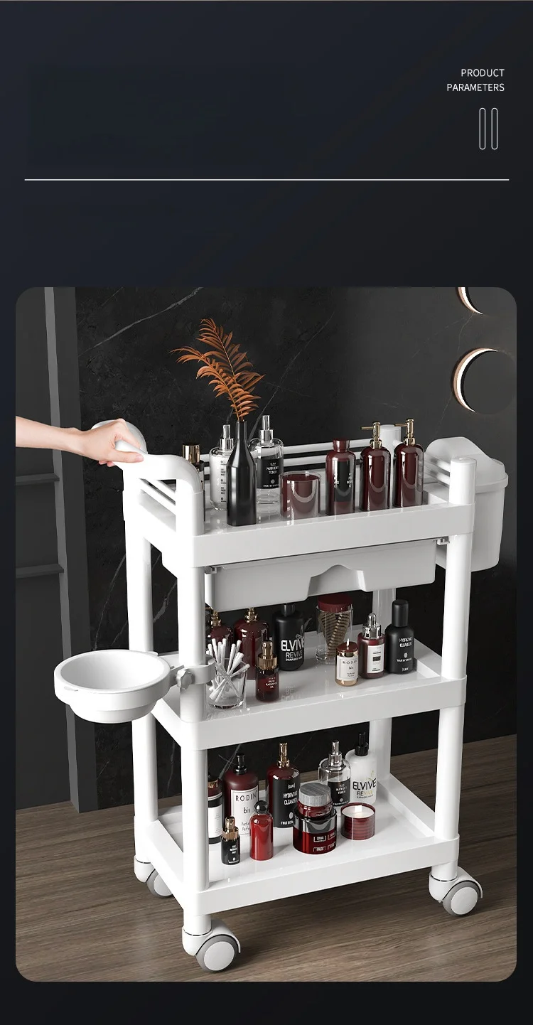 Barbershop Trolley with Wheels Multi-Layer Storage Rack High Load Capacity Durable 360°Rolling Workbench for Salon Spa Tattoo