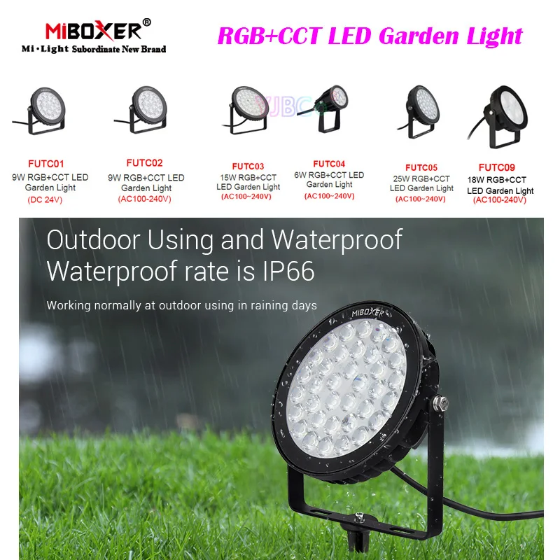 Miboxer RGB+CCT 6W 9W 15W 18W 25W LED Garden Light 24V 110V 220V Waterproof Smart Lawn Lamp 2.4G Remote control Outdoor Lights