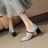 Women Spring Luxury Mary Jane Shoes Autumn Fashion Square Toe Shallow Ladies Elegant Dress Single Leather Shoes Square Heel Pump 3