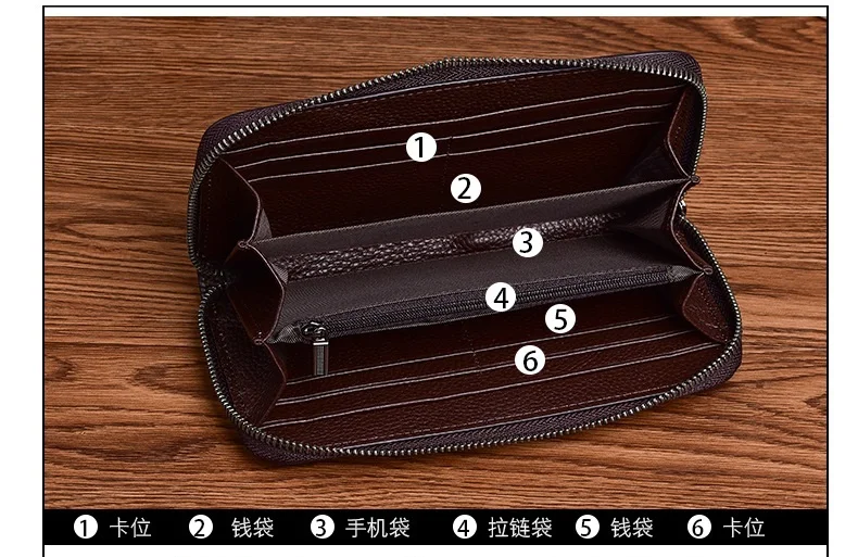 Blumen echte Kuh Leder Geldbörse weibliche Vintage Echt leder Frau Brieftasche lange chinesische Lotus Muster Clutch Tasche – Detail 7