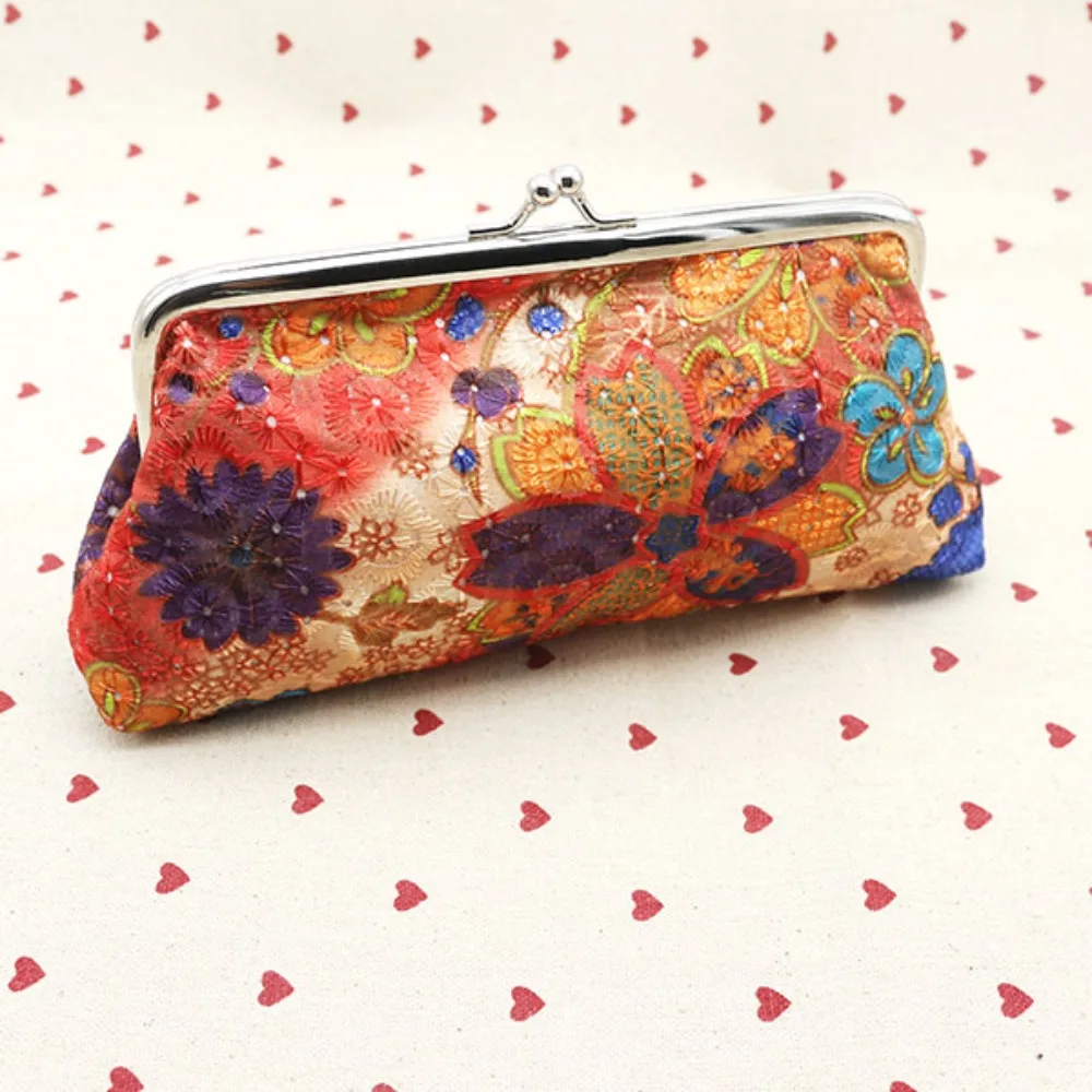 New Weave Cloth Embroidered Fabric Wallet Dacron Handheld Wallet Long
