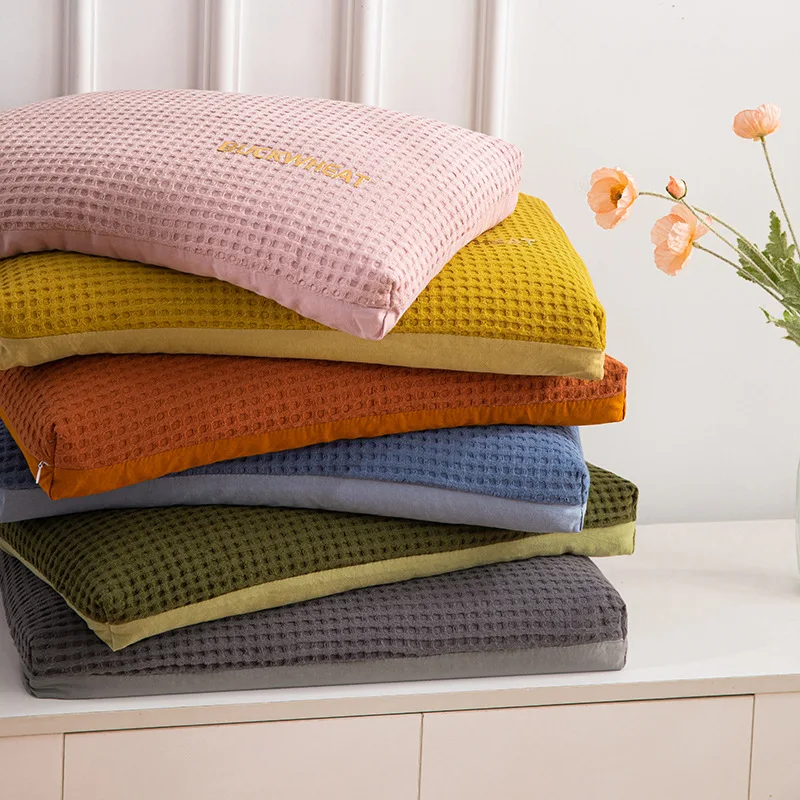New Cotton Waffle Buckwheat Pillow Cervical Pillow 3