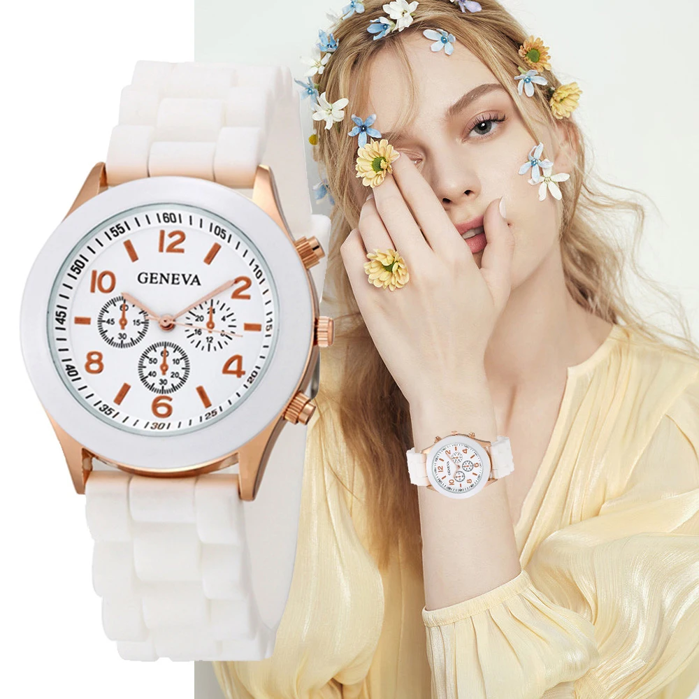 

New Women Watches Fashion Luxury Women's Watch Soft Silicone Strap Quartz Wrist Watch White Clock For Female Relogio Feminino