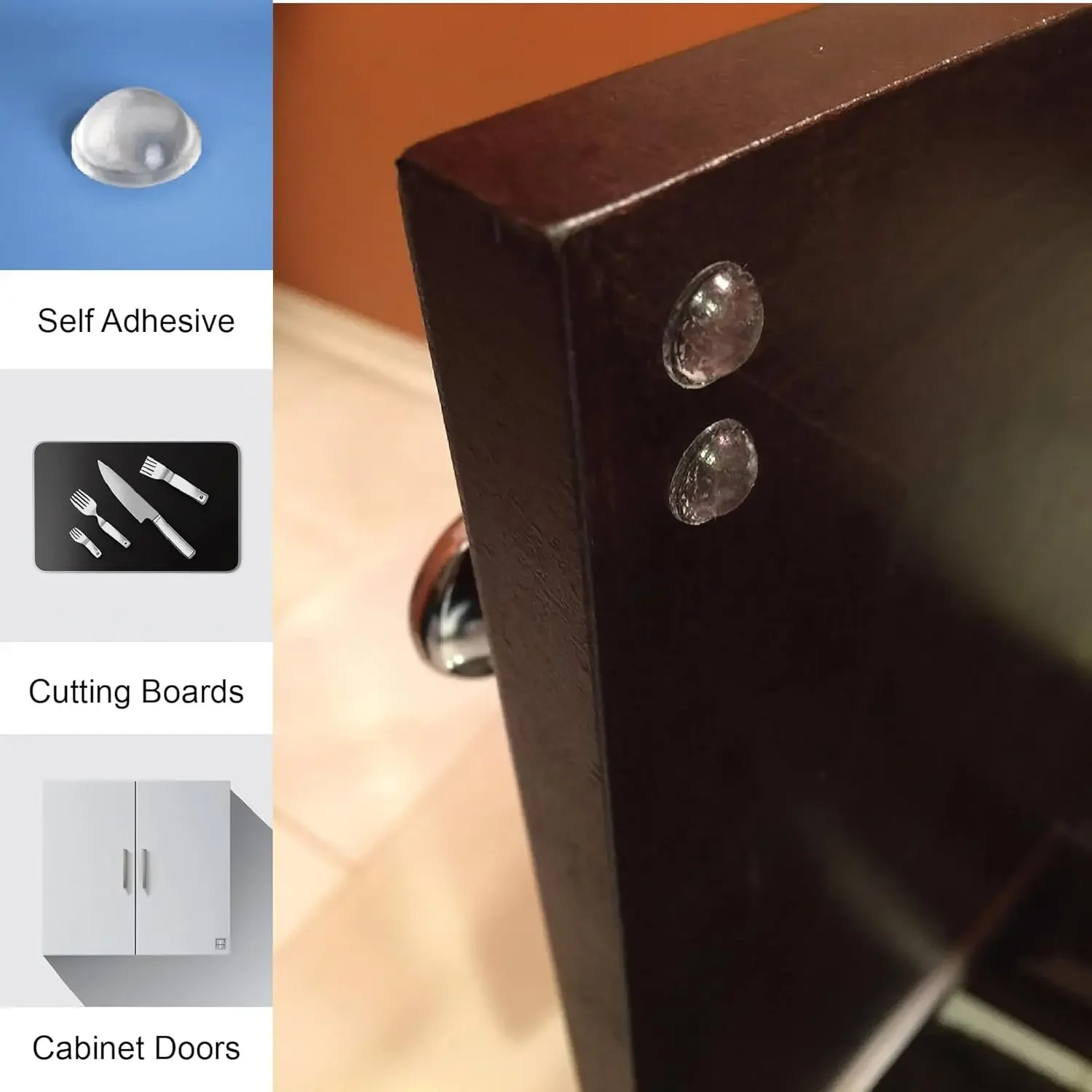 Clear Adhesive Drawer Bumpers Pads Silicone Self Adhesive Cabinet Door Bumpers Round Cutting Boards Sound Dampening Rubber Feet