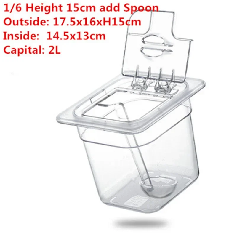 1/6 1/9 GN tray acrylic box with lid cover transparent fruit Desserts nut jam seasoning box milk tea shop storage jars and lids 3