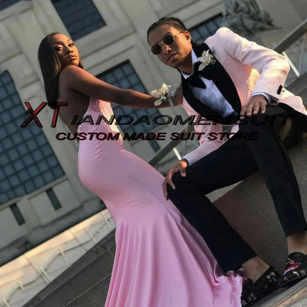 

Men's Suit Wedding Jacquard Jacket Fashion Blazer Pants 2 Piece Party Groom Tuxedo Shawl Collar Blazer Set costume homme