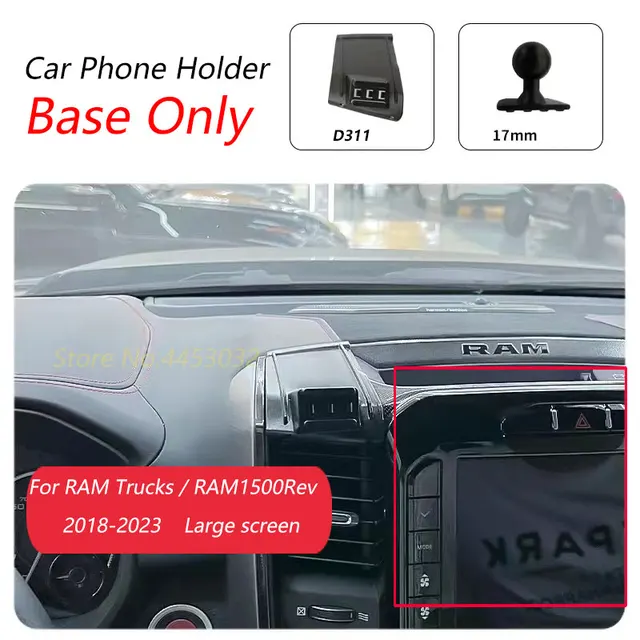 For Dodge RAM 1500Rev Trucks 2018-2023 Large Screen Car Phone Holder Fixed Bracket Base 17mm Not Blocking Air Outlet Accessories 1