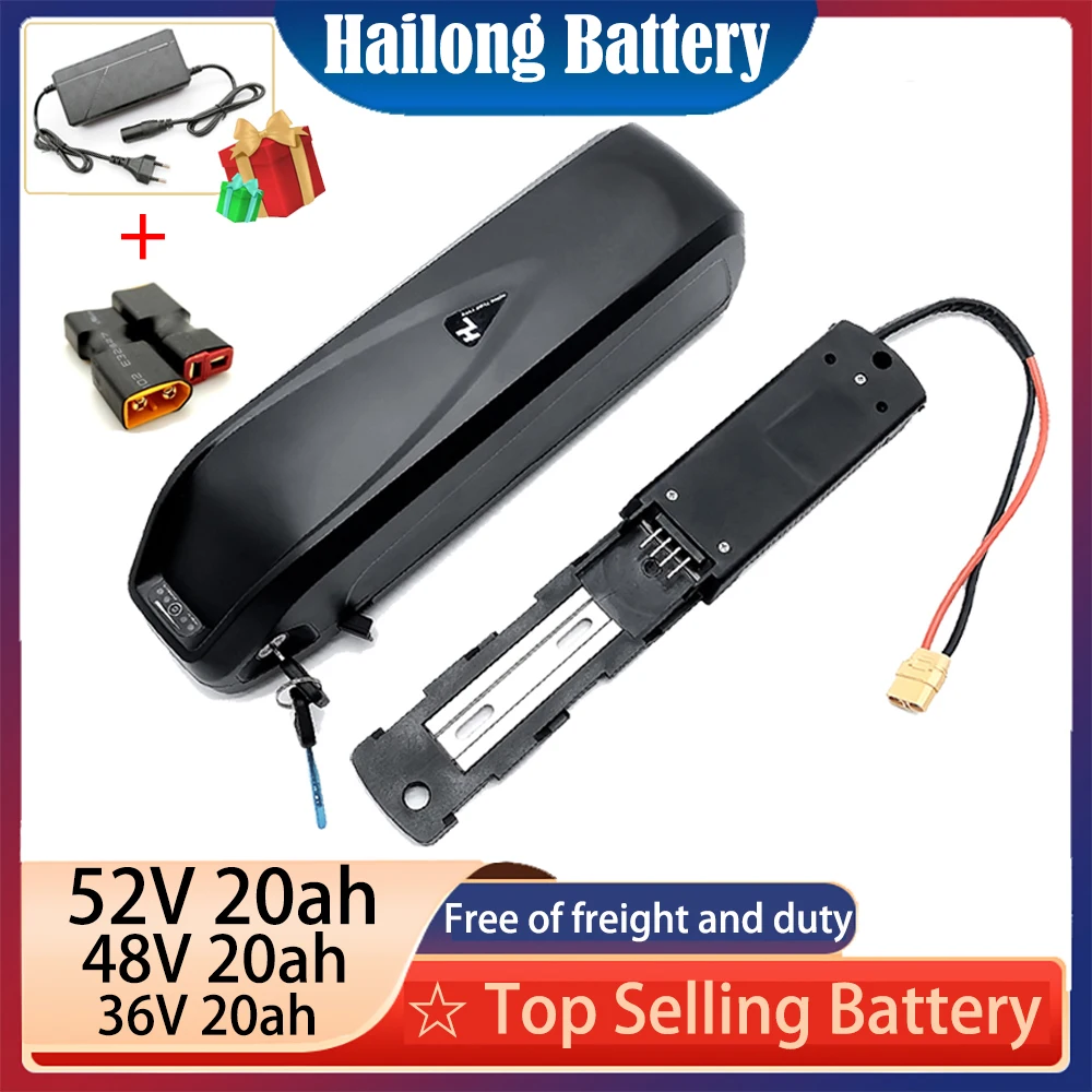 

Original Hailong 36V 48V 52V 20AH Ebike Battery 18650 Cell 30A BMS 350W 500W 750W 1000W Free Shipping and Duty-free Gift Charger