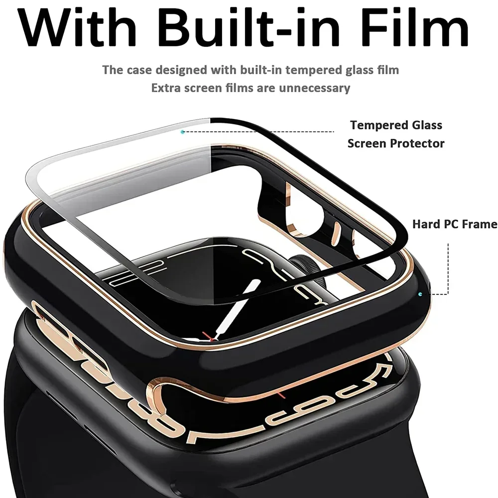 Enhanced Bumper Tempered Glass Cover for Apple Watch Screen Protector