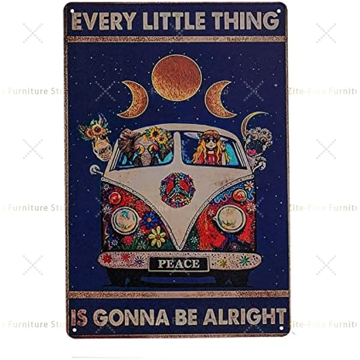 

Hippie Room Decor Metal Tin Sign-Vintage Hippie Decor Hippie Poster for Home Coffee Bar Wall Decor 8x12 Inch