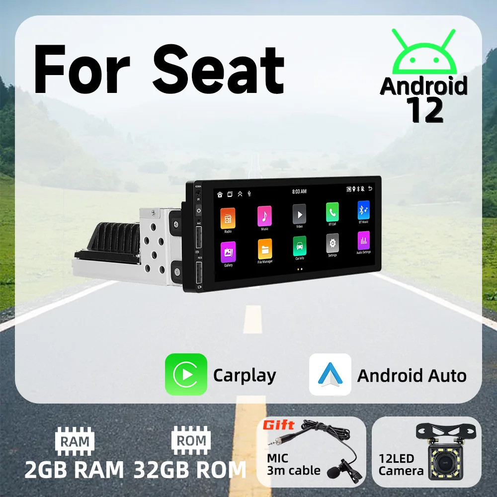 

6.9" 1 Din Android Radio Car Multimedia Player for Seat Android Auto Stereo Head Unit Carplay Autoradio GPS Navigation BT Wifi