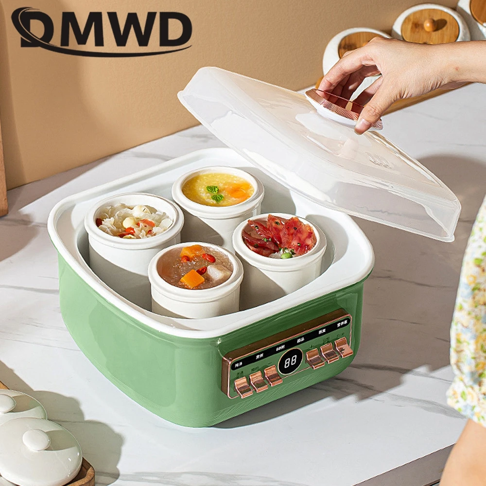 2L Electric Slow Cooker Stew Soup Pot Casserole Porridge Bird's Nest Cooking Machine Dessert Maker Breakfast Maker Ceramic Liner
