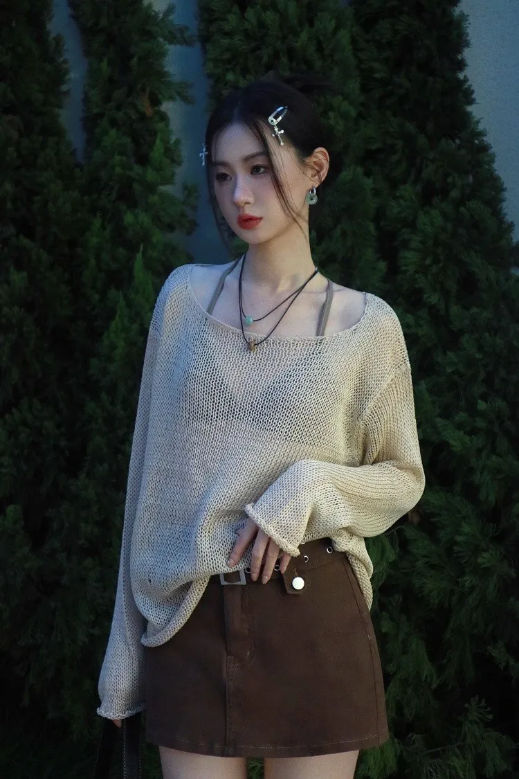 hollow out knitted sweater