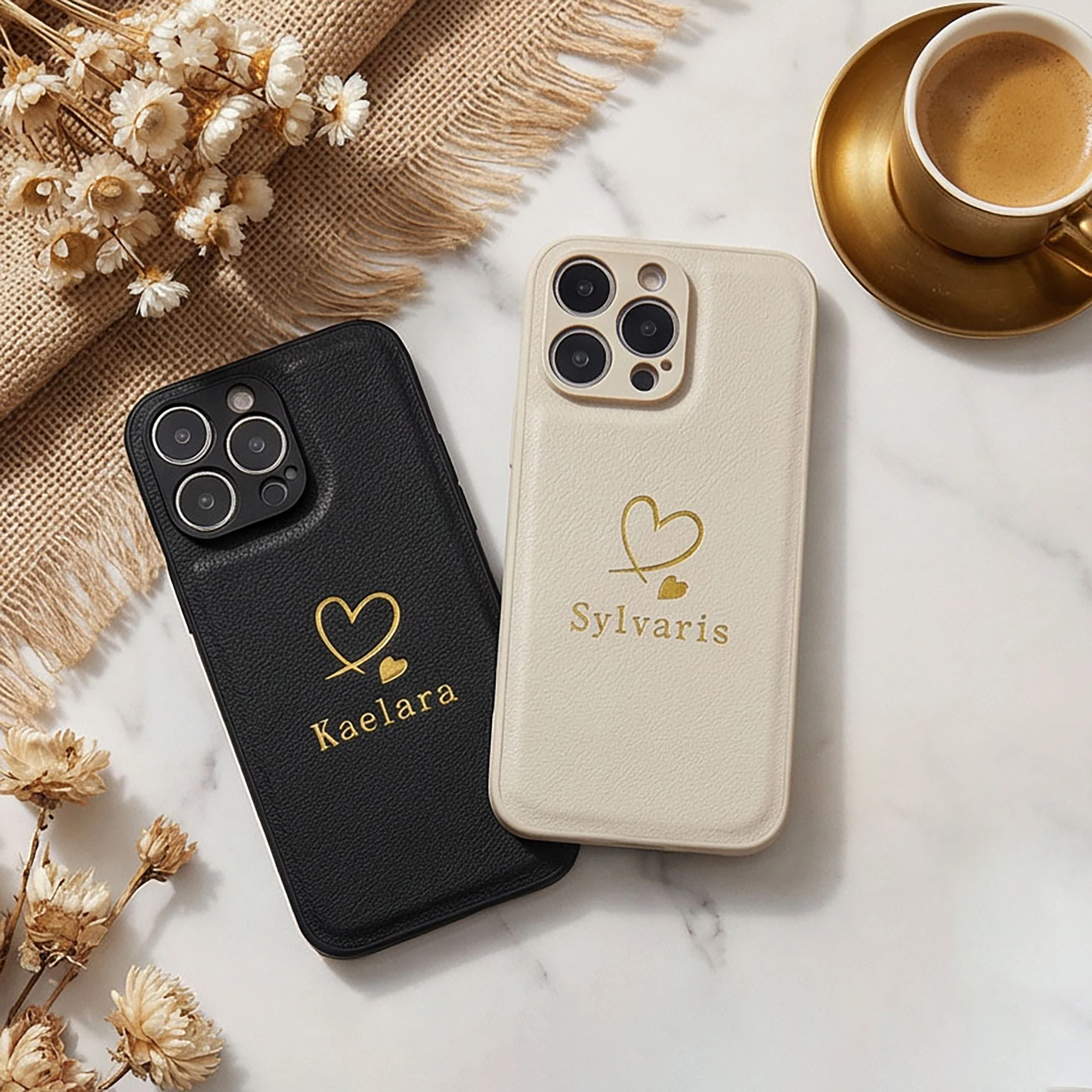 Custom Name Luxury Faux Leather Case for iPhone 17 16 thumbnail 3