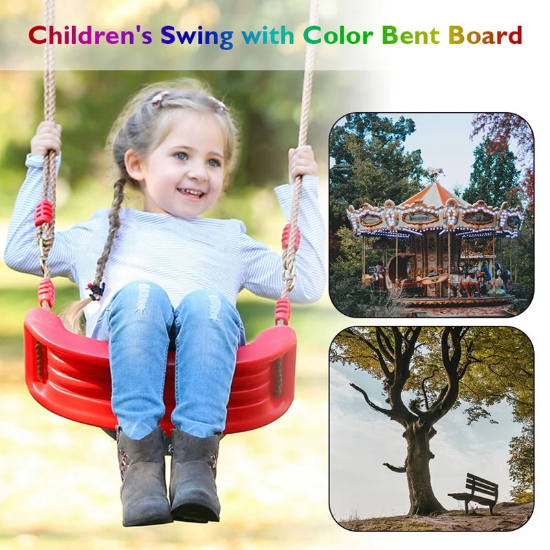 1 PCS Swing Seat Board Plastic Swing Set Easy Install Swing Set With Rope Red Maximum Load 86Kg For Boys Girls Outdoor Garden 5